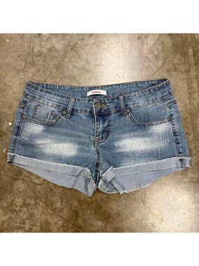 Y2K Bongo Blue Denim Distressed Micro Shorts Size 30